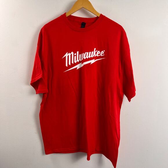 Milwaukee Tools Shirt Adult XXLarge Red Short Sleeve Graphic Logo Mens - Picture 1 of 3